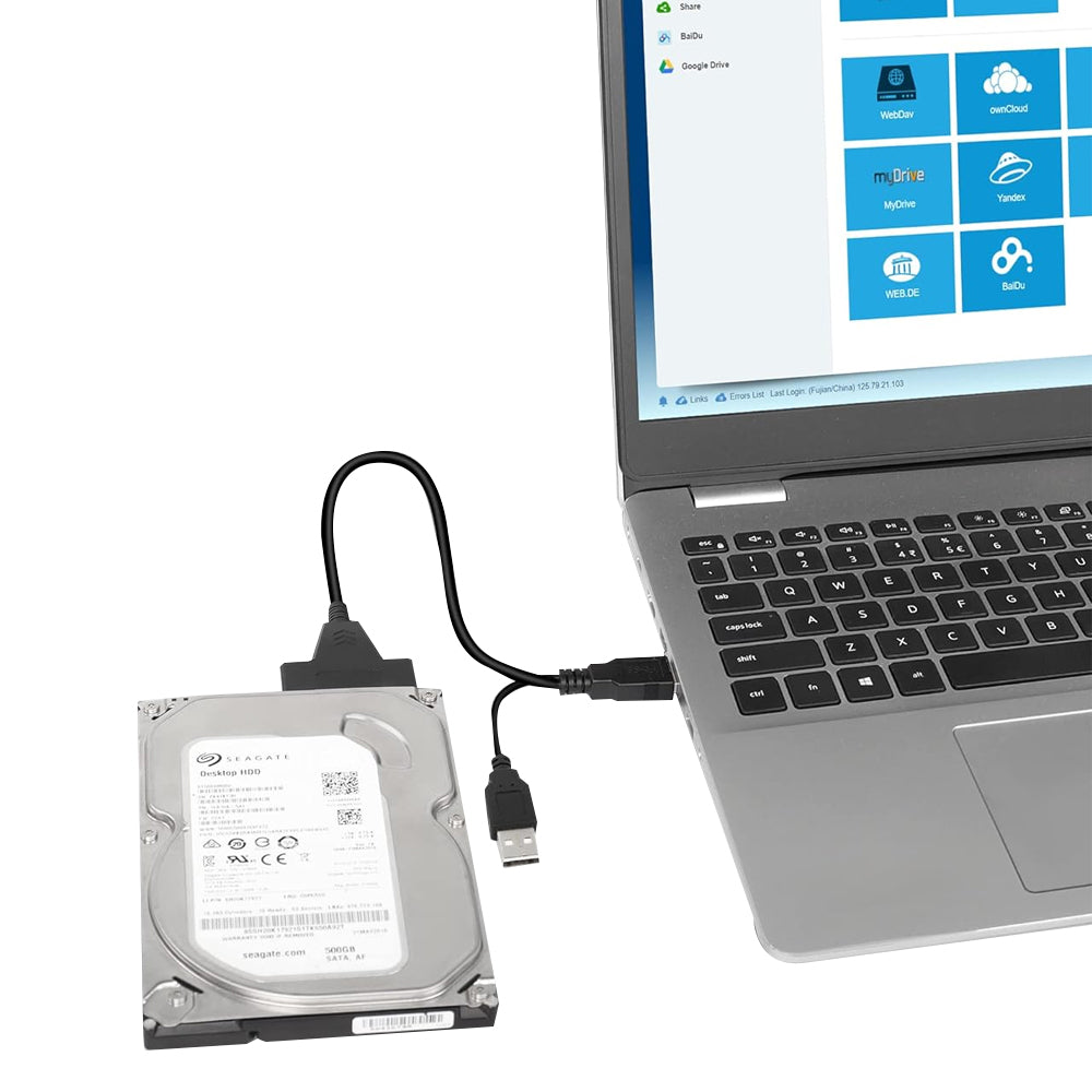 USB 3.0 to SATA  Hard Drive Adapter Cable for 2.5/3.5 inch SSD and HDD Dual USB with 12V DC Port