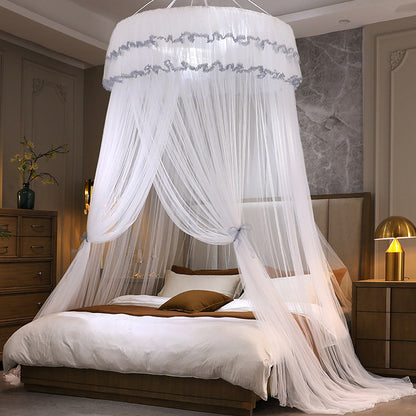 Lace Bed Canopy Drapes Dome Mosquito Net Hanging Bed Curtain White