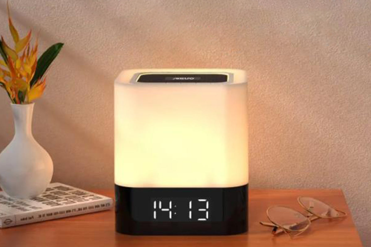 Bluetooth Music Speaker Alarm Clock Touch LED Night Light Desk Bedside Lamp