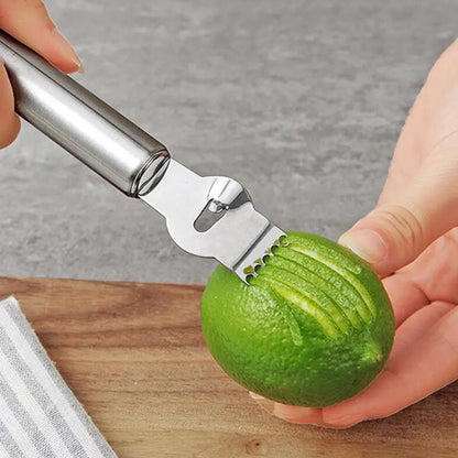 Stainless Steel Citrus Zester Grater Peeler with Channel Knife for Kitchen Silver