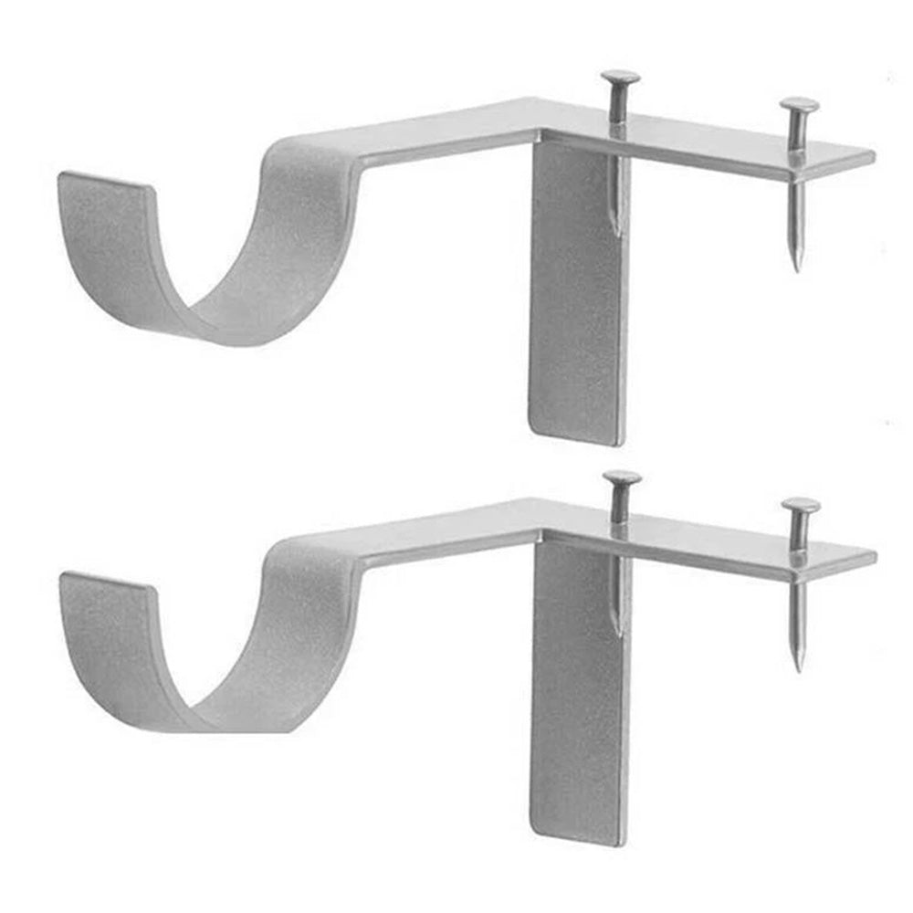 2Pcs Tap In Iron Curtain Rod Brackets -Grey