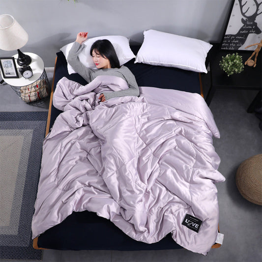 Silk Imitation Summer Cool Air Condition Quilt Washable Quilt Light Purple