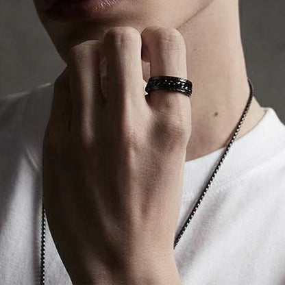 Fidget Spinner Ring for Anxiety Relief Stainless Steel for Adults & Teens Black