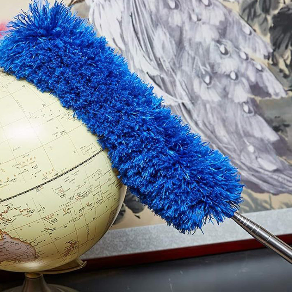 Extendable Ceiling Cleaning Duster Spider Web Microfiber Cleaner Brush Blue