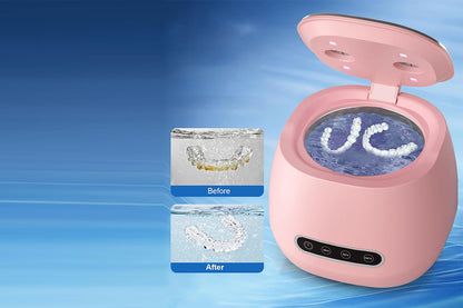 Ultrasonic Retainer Cleaner with UVC Cleaning - Pink