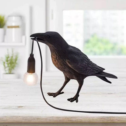 USB Crow Lamp Gothic Raven Light Halloween Decor for Bedroom or Bedside Table