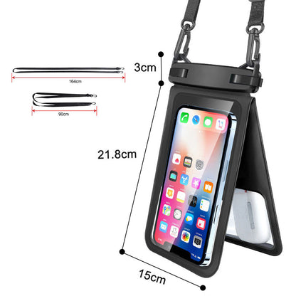 Double Space Water Resistant Phone Pouch Underwater Phone Dry Bags for Beach Pool Black