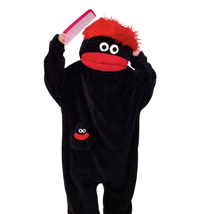 Plush Monster Onesie Pajamas Soft Funny Cartoon Costume Loungewear-Black