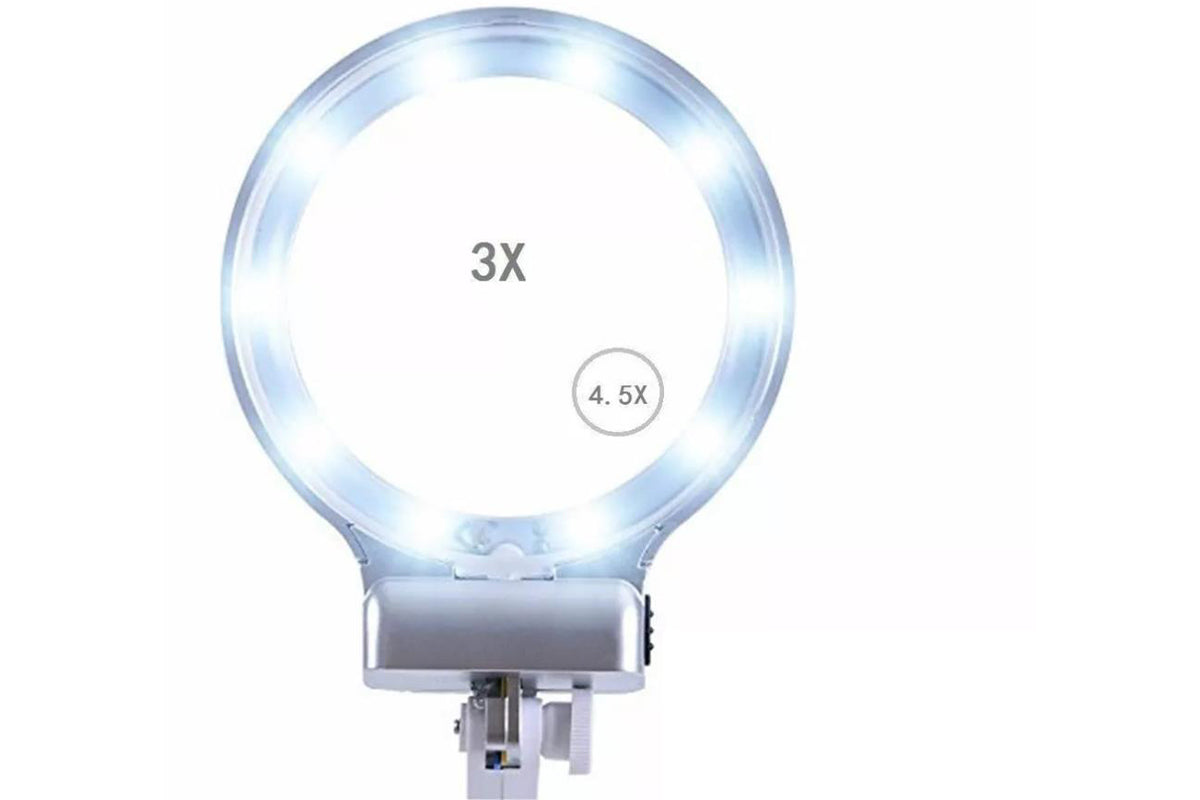 LED Lighted Magnifying Glass with Stand 3X 4.5X Helping Hand Tool for Reading Close