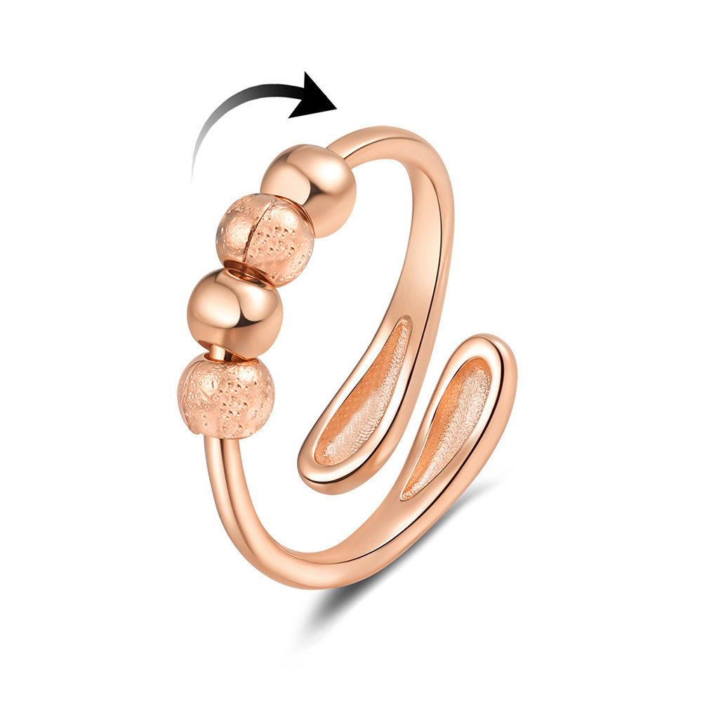 2Pcs Opening Fidget Spinner Rings for Women Adjustable Stress Spinning Rings Rose Gold