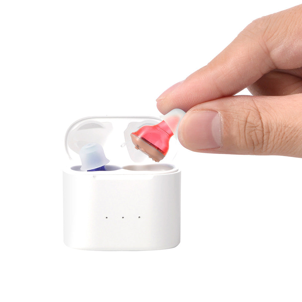 Rechargeable Hearing Aids for Seniors In Ear Hearing Amplifiers Device Blue and Red