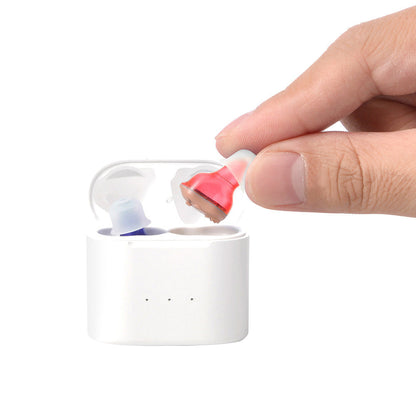 Rechargeable Hearing Aids for Seniors In Ear Hearing Amplifiers Device Blue and Red