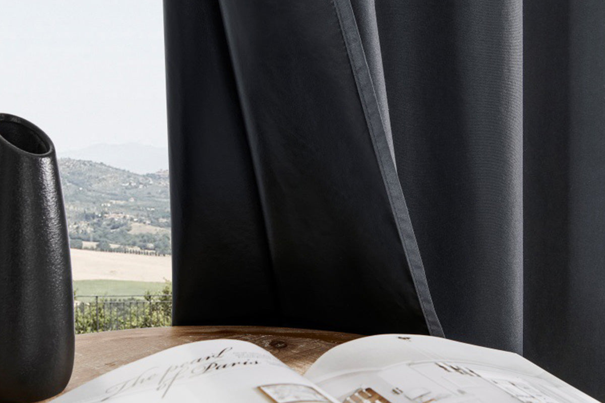 2 Pieces 100 Percent Blackout Curtain Panel - Black