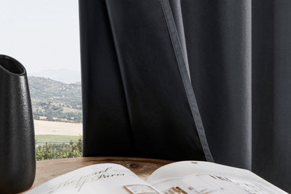 2 Pieces 100 Percent Blackout Curtain Panel - Black