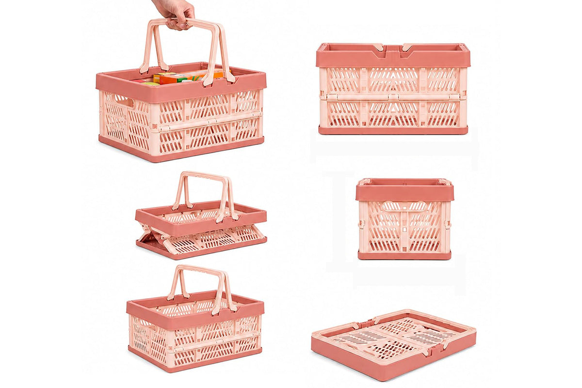 Portable Foldable Storage Basket-Pink