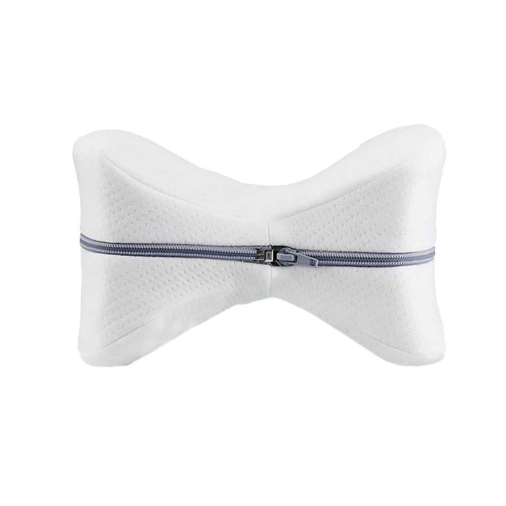Leg Knee Pillow Memory Foam Knee Support Cushion with Washable Cover for Side Sleeper-White