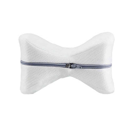 Leg Knee Pillow Memory Foam Knee Support Cushion with Washable Cover for Side Sleeper-White