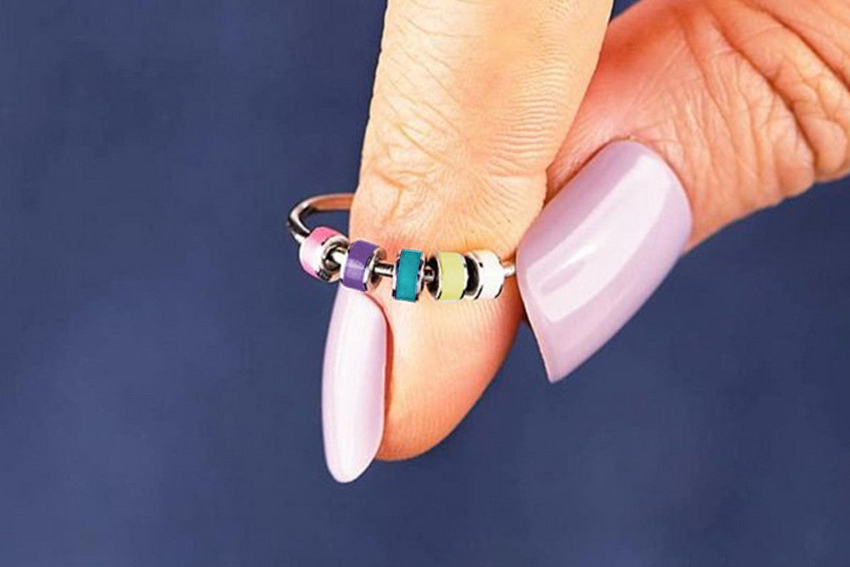 2pcs Fidget Ring for Women To Daughter Anxiety Meditation Ring Adjustable Swivel Ring-Style 2