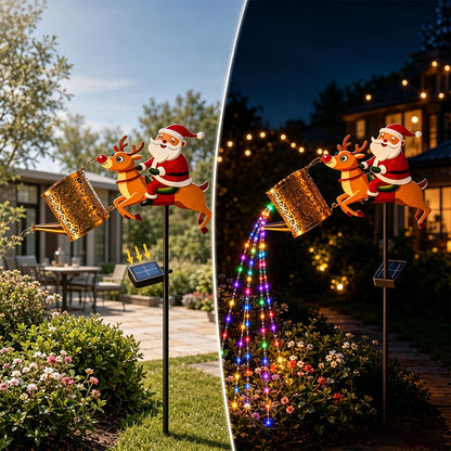 3D Solar Reindeer Watering Can LED Christmas Garden Stake Light