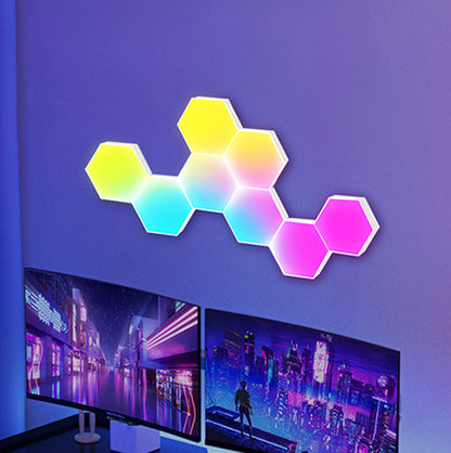 8 Piece Hexagon RGB LED Wall Light Set APP Control Music Sync Decor