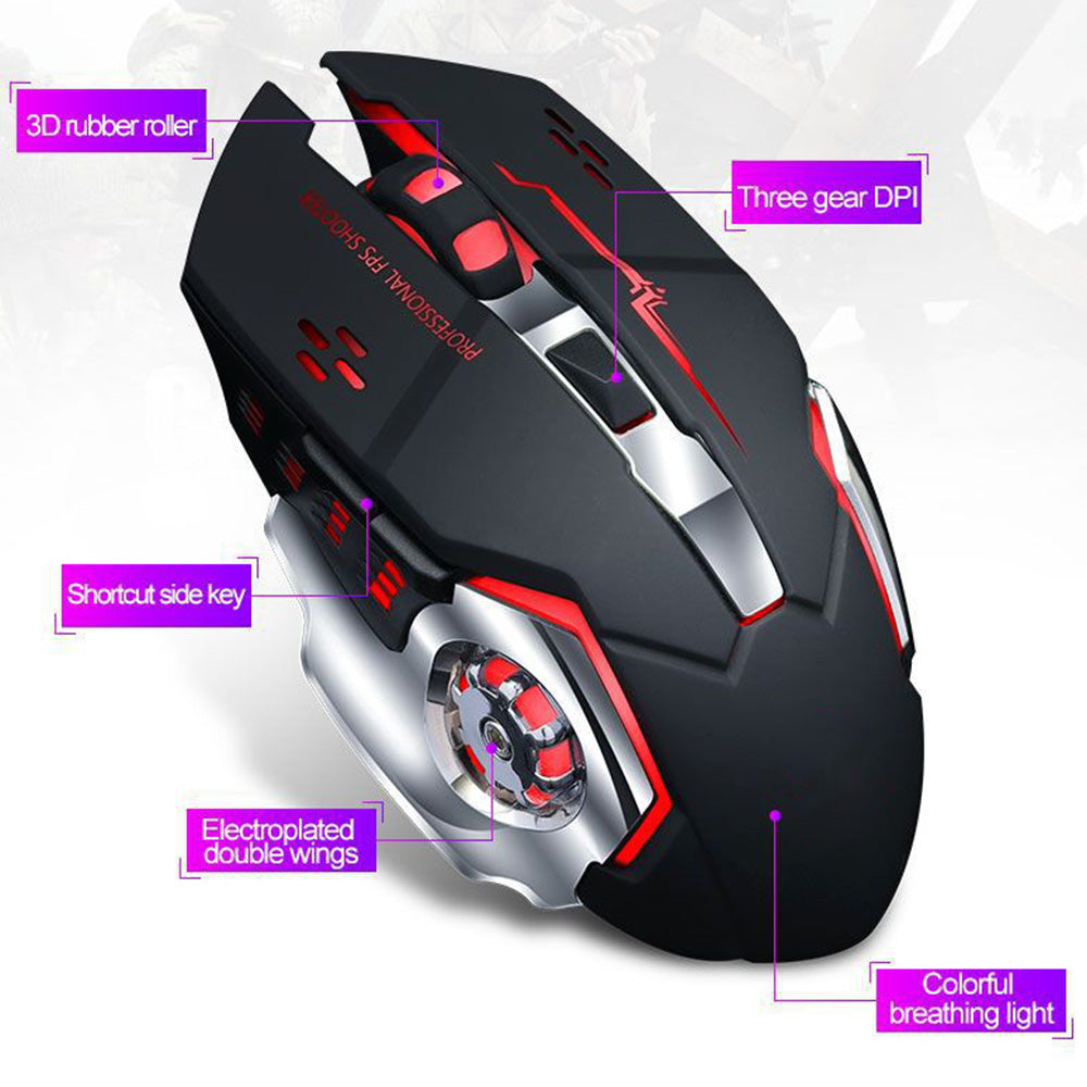Dual Modes Wireless Mouse 2.4Ghz/Bluetooth RGB Backlit Rechargeable Gaming Mouse Style 1