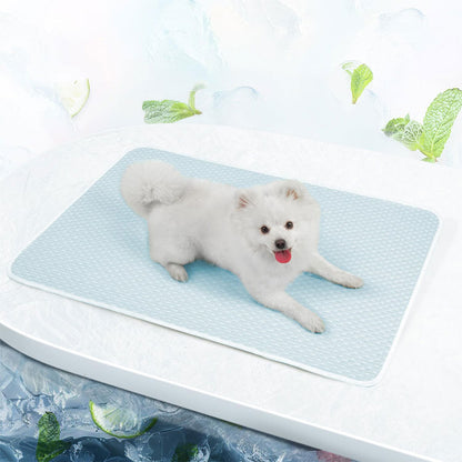 Pet Cooling Mat Dog Cat Breathable Summer Cooling Pad Light Blue