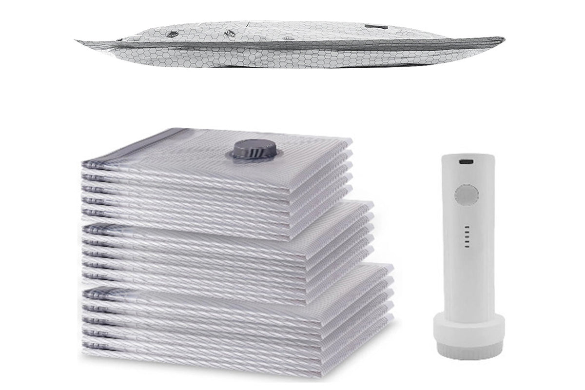 9 Piece Vacuum Bags with Rechargeable Air Pump