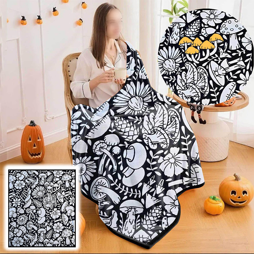 DIY Coloring Blanket Washable Reusable Coloring Mat for Adults - Mushroom
