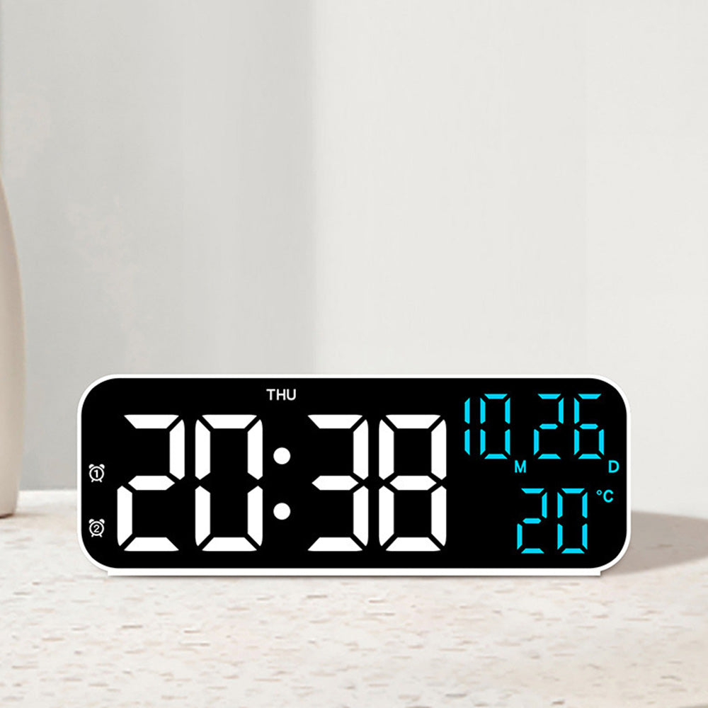 3-in-1 Digital Clocks with Temperature and Humidity Display for Bedroom-White