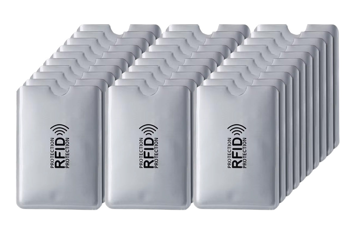 30 PCS Slim RFID Blocking Card Sleeves Credit ID Protector Wallet Shield-Silver