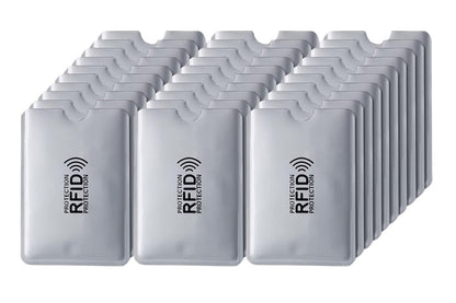 30 PCS Slim RFID Blocking Card Sleeves Credit ID Protector Wallet Shield-Silver