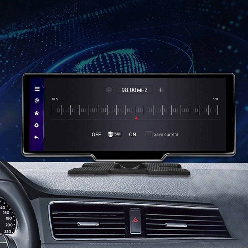 10.26 Inch IPS Portable Wireless Carplay Android Auto Screen with Dual Dash Cam