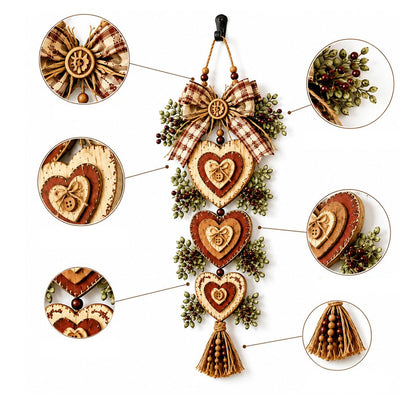 Rustic Engineered Wood Wall Hanging Farmhouse Layered Door Hanging - Heart