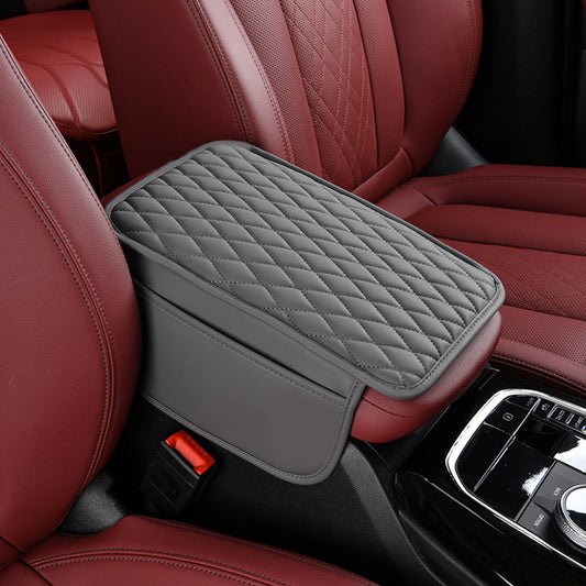 PU Leather Car Center Console Cover with 2 Storage Pocket Car Arm Rest Cover Car Interior Accessories Grey