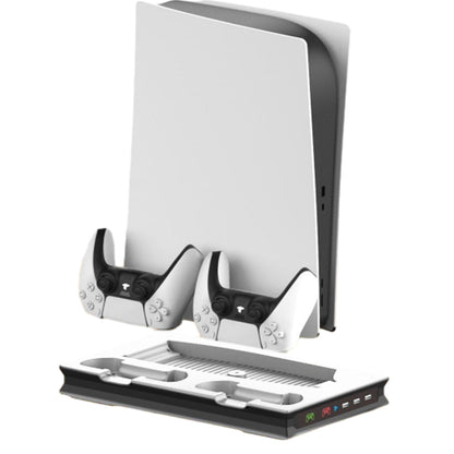 For PS5 Stand Cooling Fan with Dual Controller Charging Station White