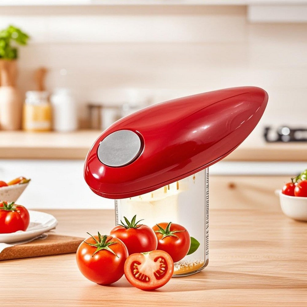 Electric Can Opener Automatic Kitchen Gadget One-Touch Cordless Can Opener-Red