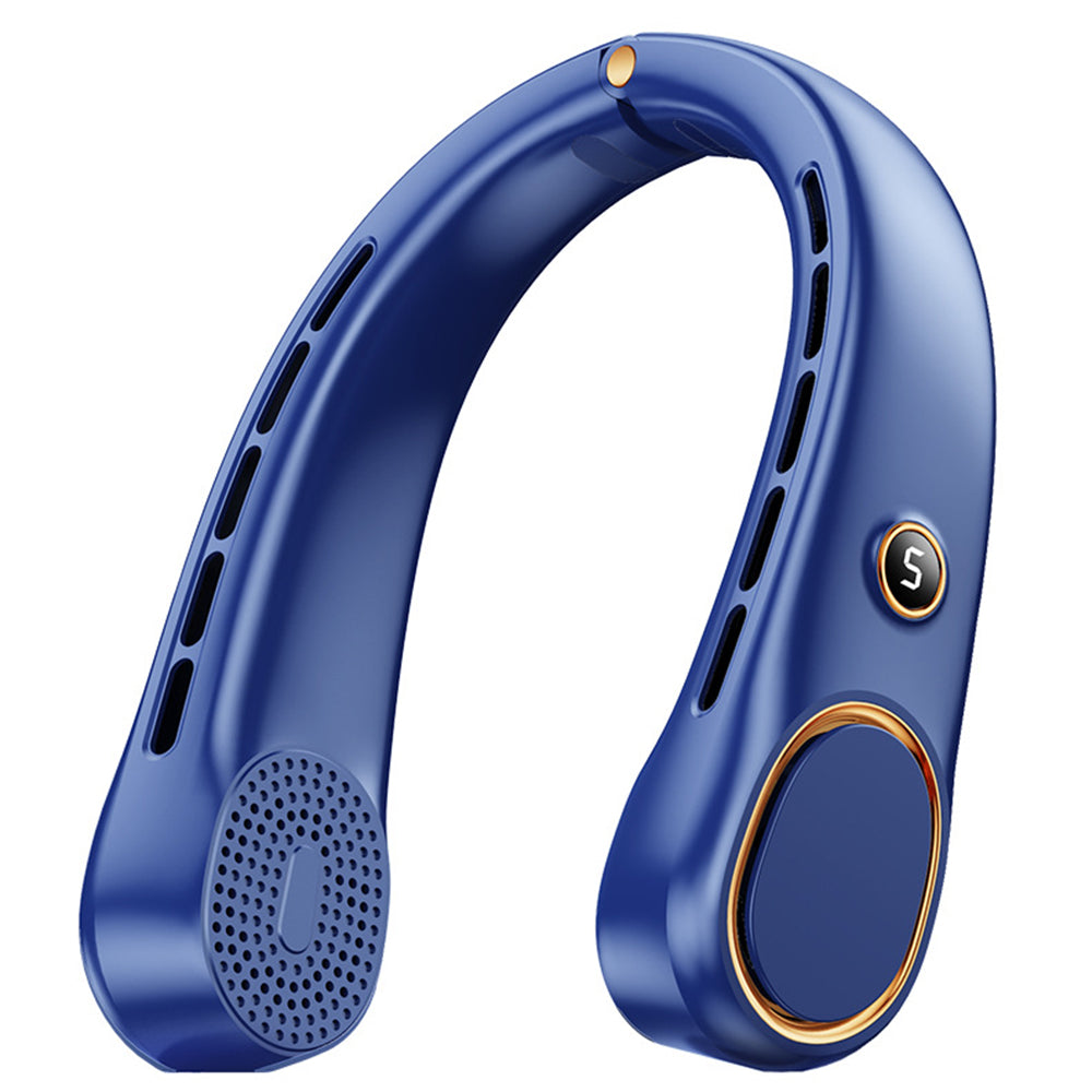 Wearable Bladeless Neck Fan 5 Speed Levels Portable Fan - Blue