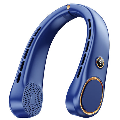 Wearable Bladeless Neck Fan 5 Speed Levels Portable Fan - Blue