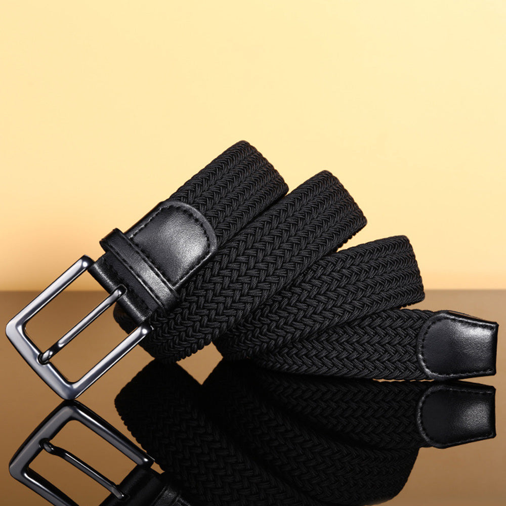 Elastic Braided Stretch Belt for Golf Pants Casual Shorts Jeans-Black