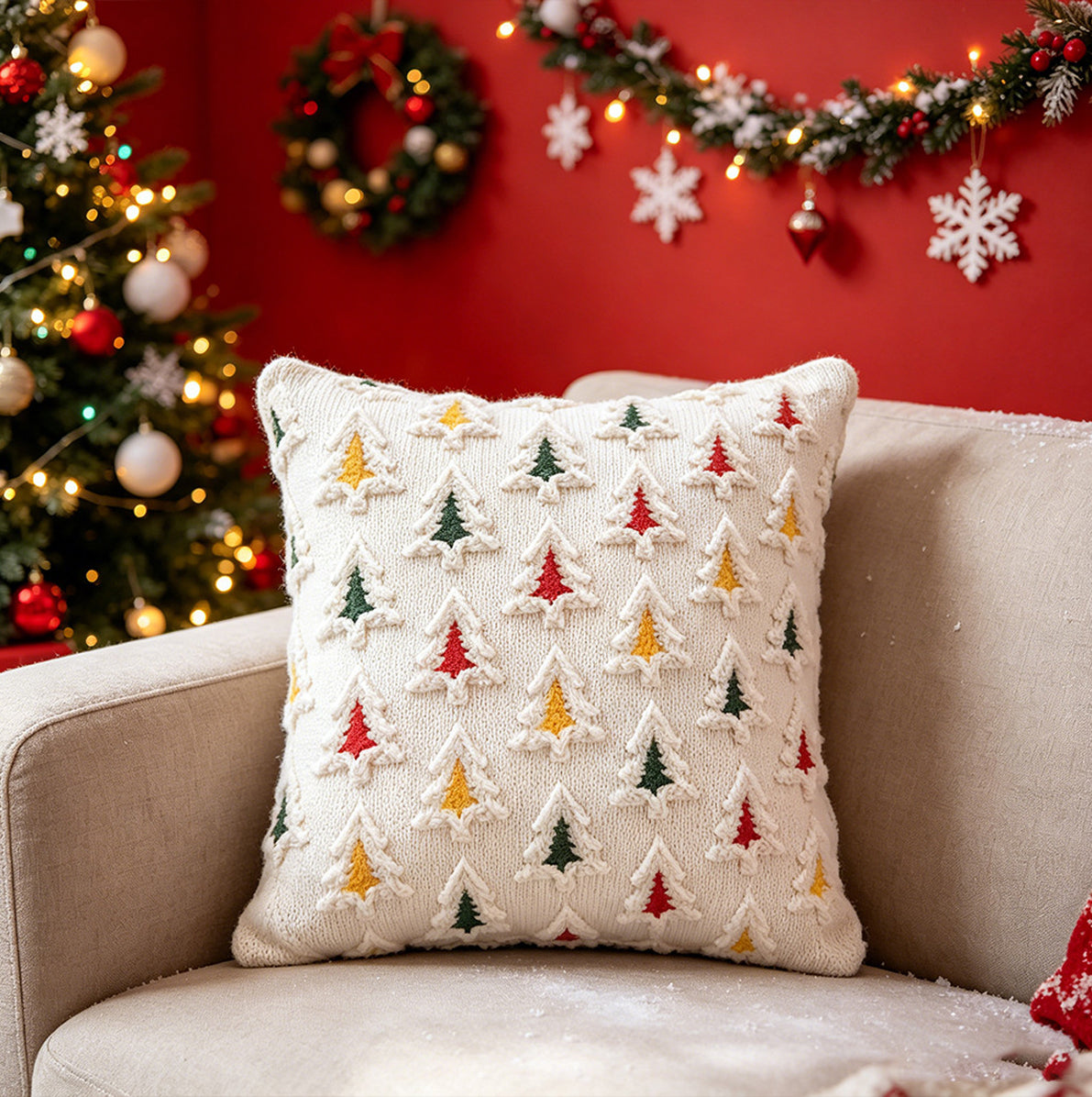 2 Pack 45x45cm Polyester Christmas Decorative Throw Pillow Covers - Mixed Color