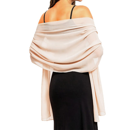Chiffon Evening Dress Shawl for Weddings Parties - Beige