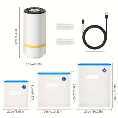 Handheld Food Vacuum Sealer Kit USB Rechargeable Portable Sealer with Bags