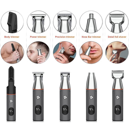 Electric Hair Clippers Kit Cordless Hair Trimmer for Body Facial Silver and Black,