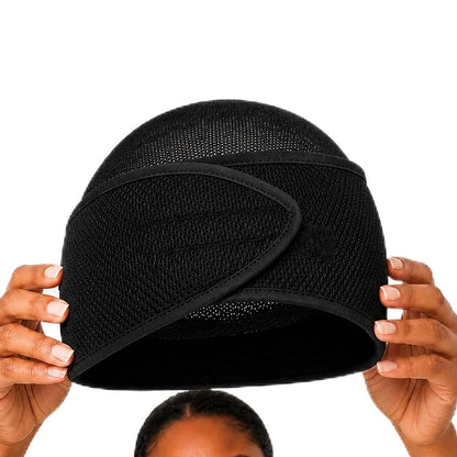 2-in-1 Mesh Sleep Hair Band for Short Hair Overnight - Black