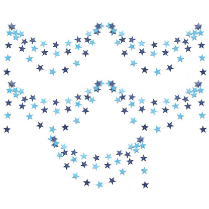 5 Pack 4m Thick Paper Star Garland Bunting Banners for Parties - Blue