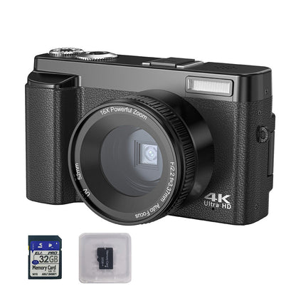 4K Digital Camera 48MP with Flip Screen 16X Zoom & 32GB TF Card