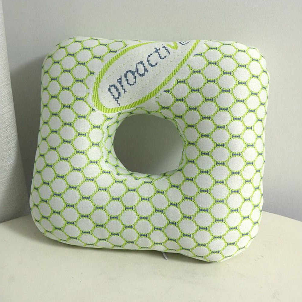 Square Ear Piercing Pillow for Side Sleepers with Central Ear Hole Green