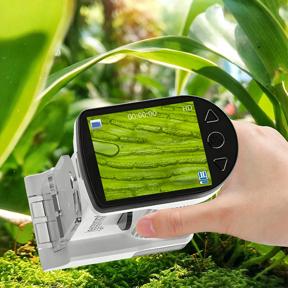 Portable Microscope with 1000X Magnification HD Screen Educational Toy-White