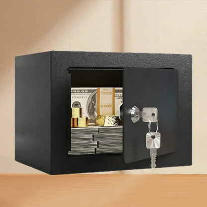 Small Safe Box with Key Lock Mini Security Safe for Money Cash Jewelry-Black
