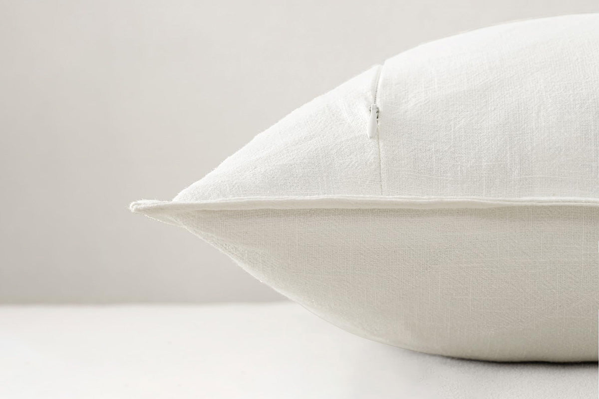 2Pcs Linen Plain Solid Colour Cushion Cover Decorative Pillow Case-White